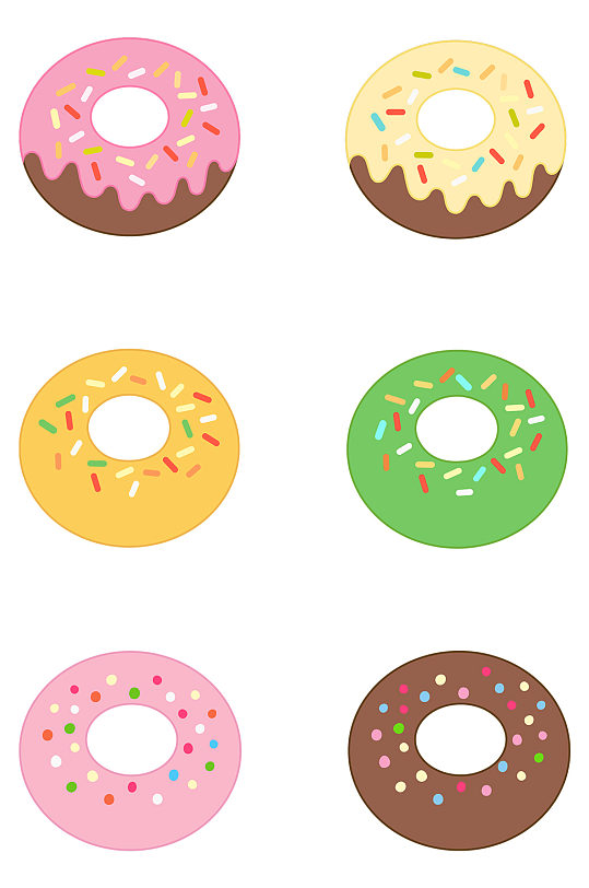 卡通可爱糖果色甜甜圈点心食物元素免扣-众图网