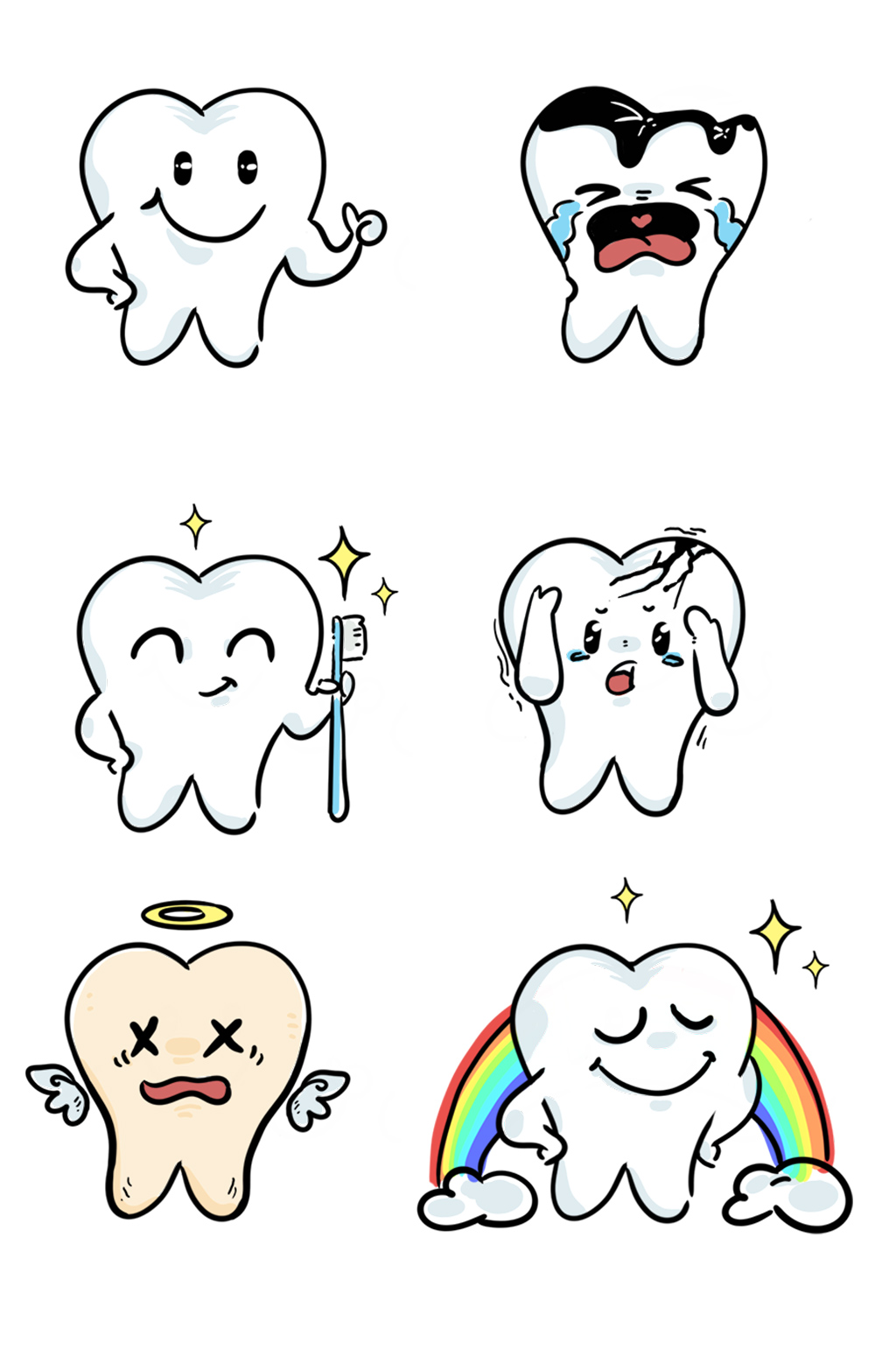牙科卡通可爱牙齿元素免抠