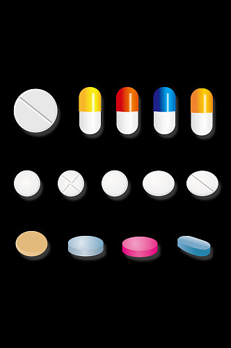 卡通矢量药丸药片医疗元素图片免抠