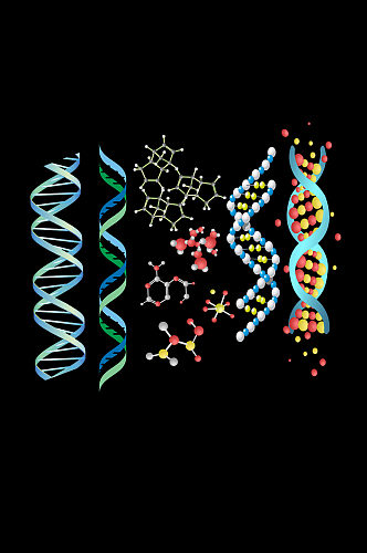 卡通手绘平面基因图谱免抠 化学元素