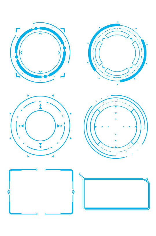 蓝色未来感科技边框几何边框方框圆框对话框