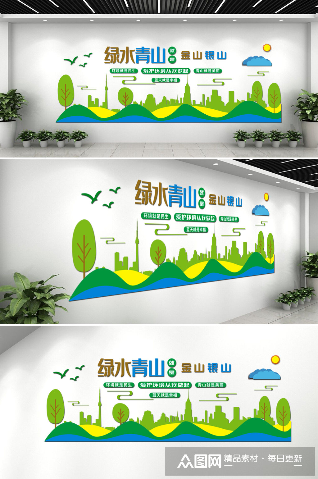 保护环境绿水青山就是金山银山卫生文化墙