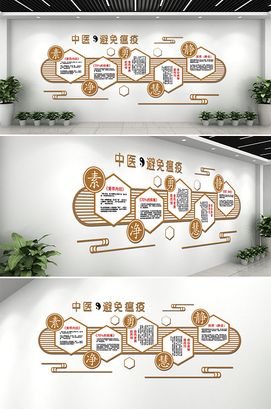 中药避疫医疗医院中医文化墙