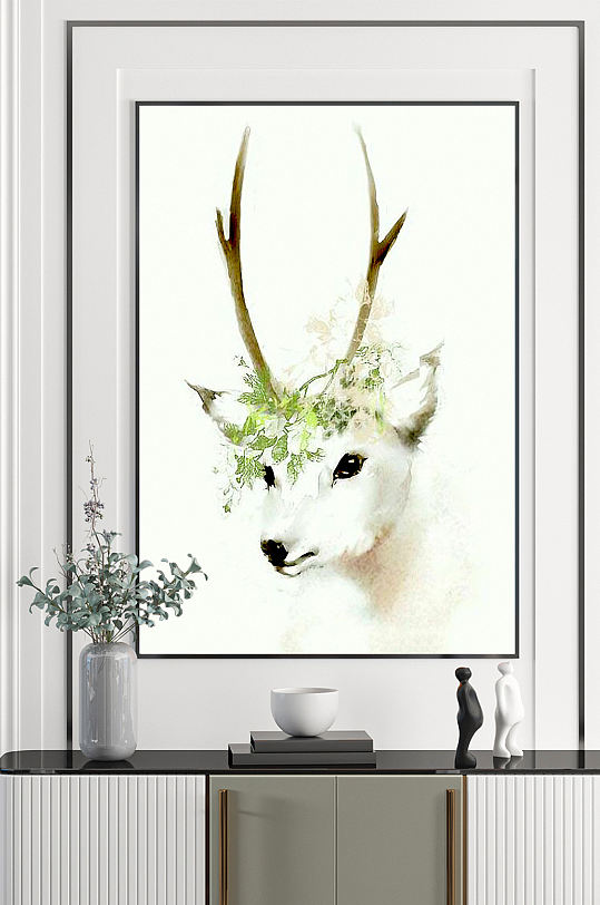 唯美鹿艺术插画装饰画