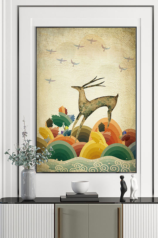唯美麋鹿艺术装饰画