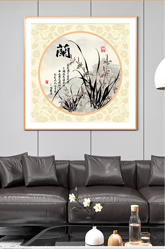 新中式古风装饰画背景墙-众图网