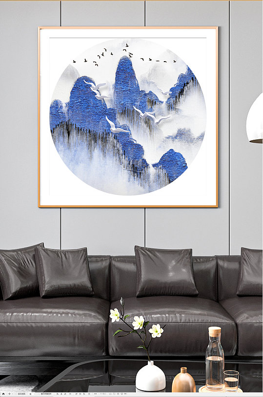 蓝色大气大山装饰画