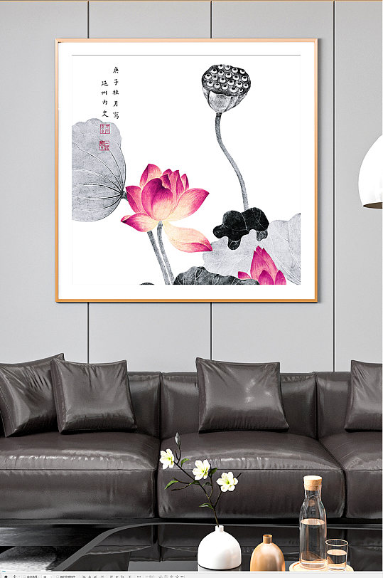 荷花古风唯美荷叶装饰画-众图网