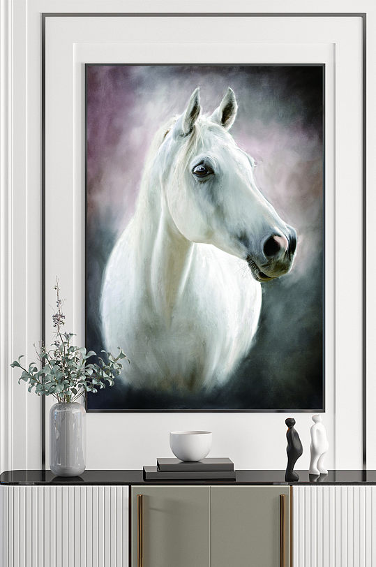 黑白摄影高贵马艺术装饰画