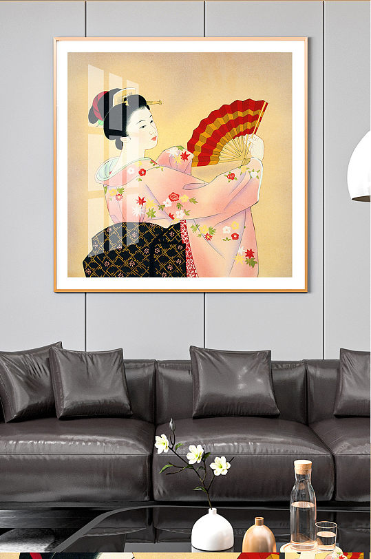 拿着扇子的日本艺伎