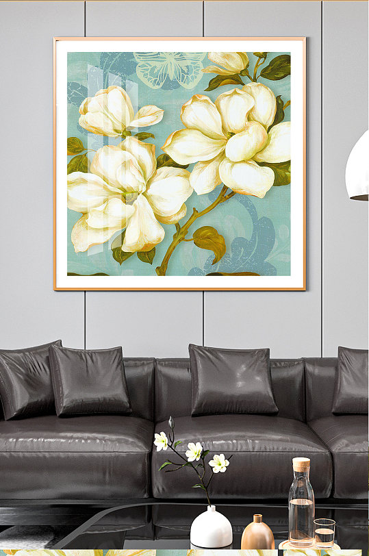 白栀子花艺术油画-众图网