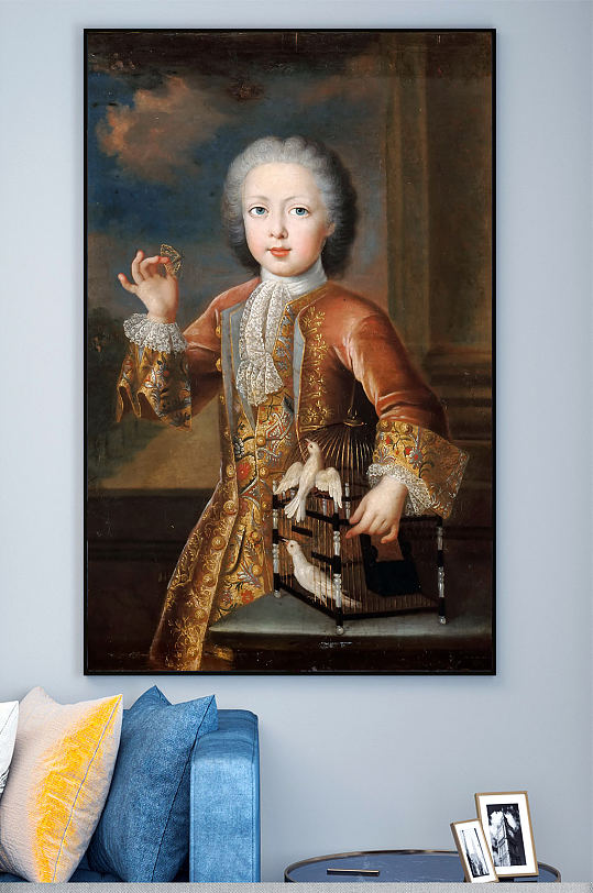 养鸟的贵族油画装饰画