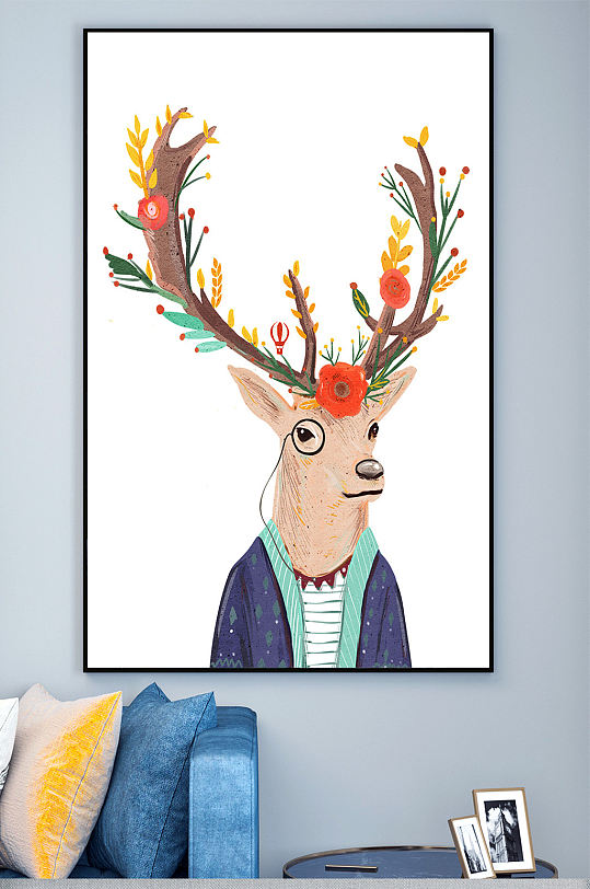 戴眼镜的鲜花鹿先生