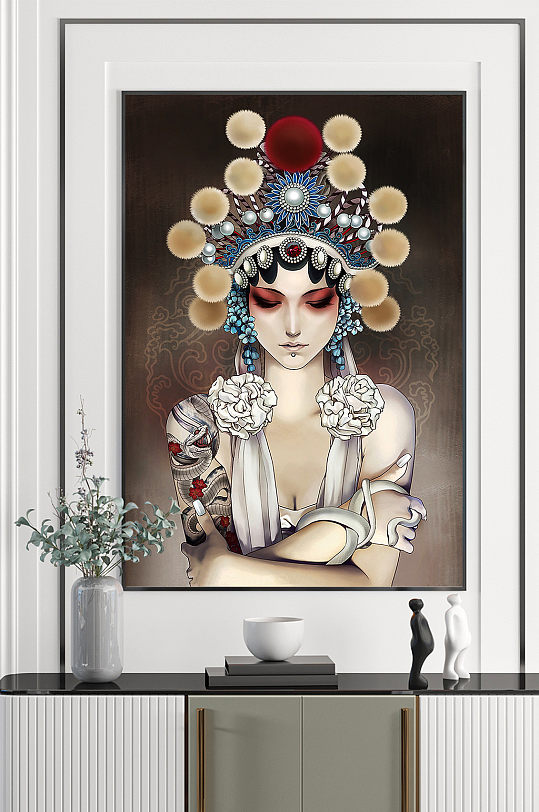 戏曲别姬现代插画装饰-众图网