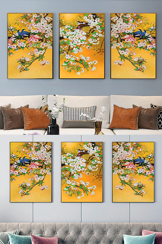 喜鹊梅花中式装饰画-众图网