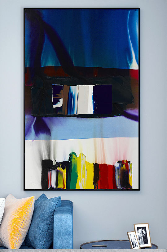 蓝色大色块艺术装饰画