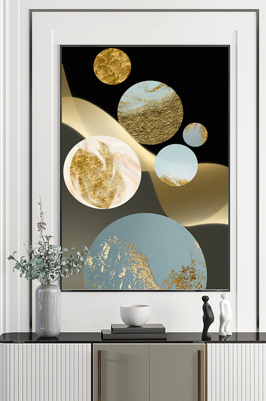 金箔圆形创意时尚装饰画