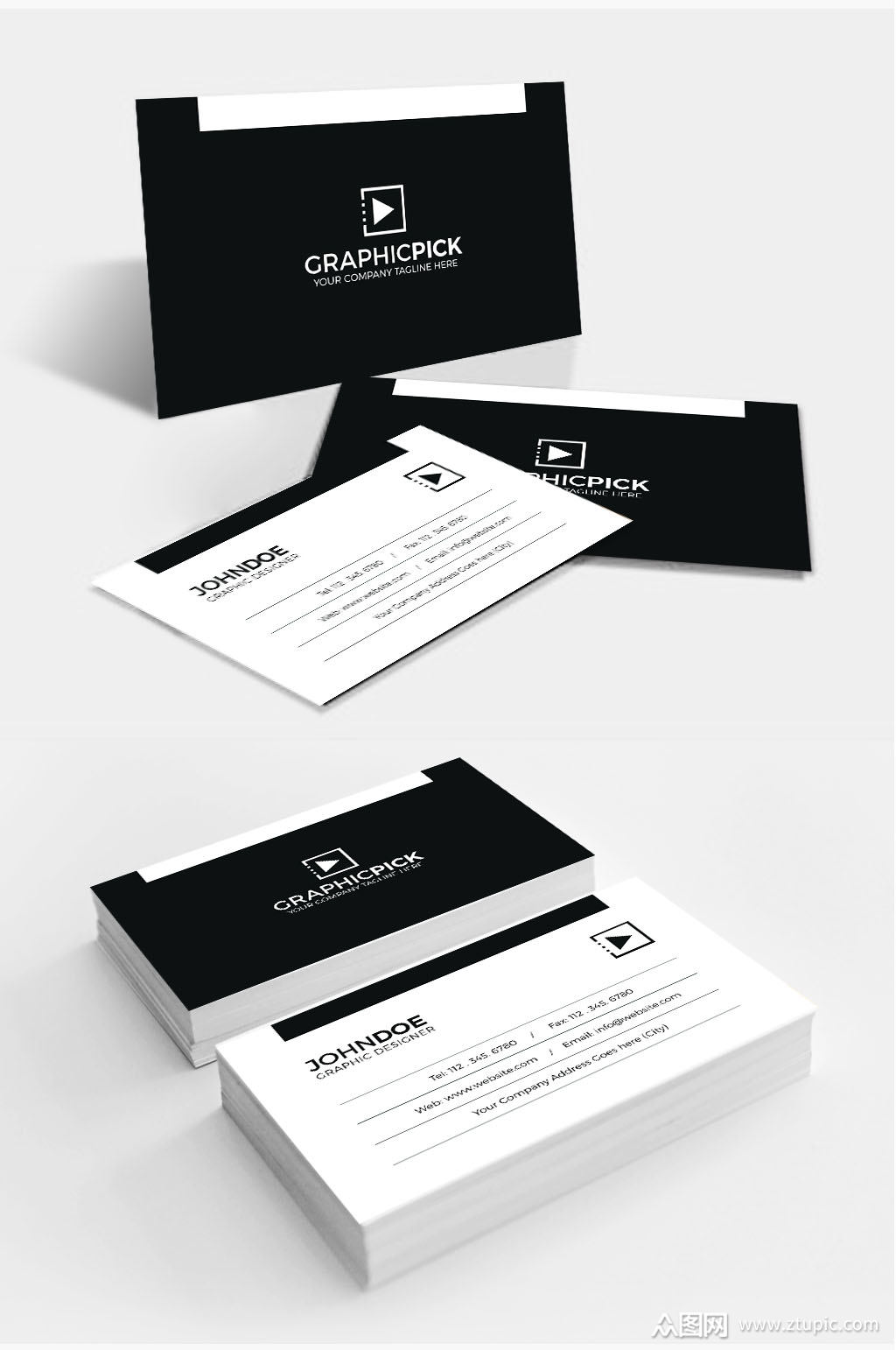 黑白简约摄影视频剪辑名片