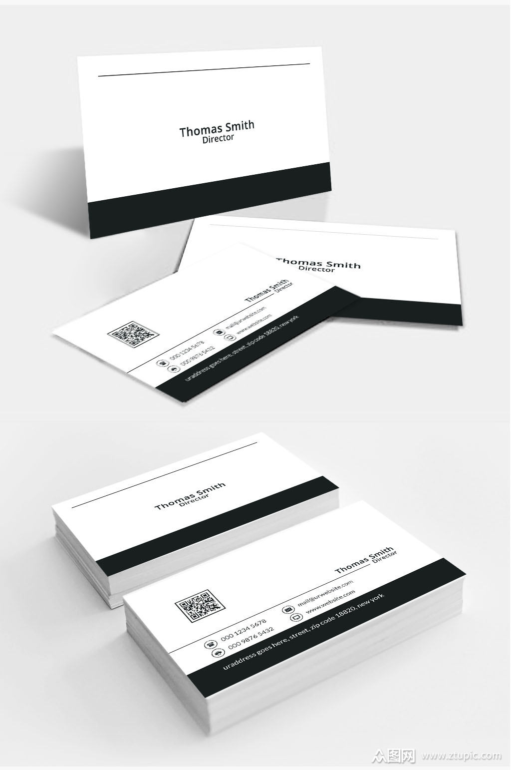 极简黑白商务公司名片模板模板下载-编号446792-众图网