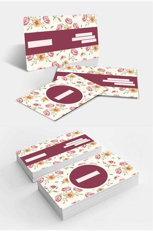 小清新玫瑰花名片设计