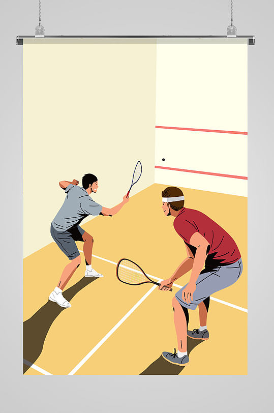 壁球运动活力运动插画