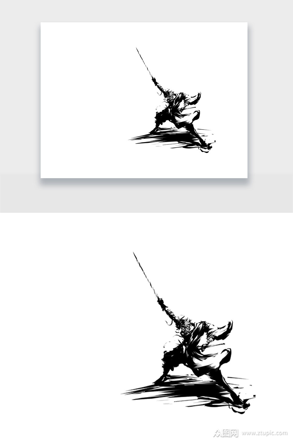 酷帅剑客水墨免扣元素