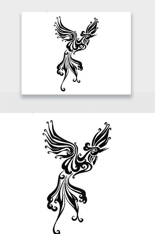 凤凰抽象手绘线条设计