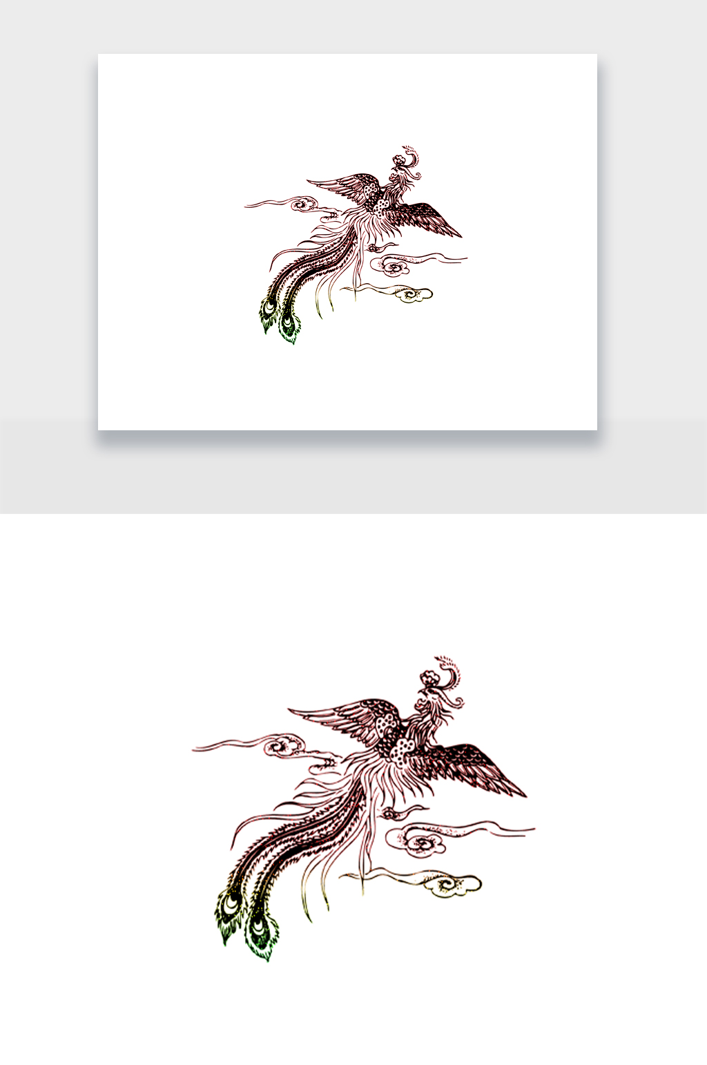 鳳凰紋身線條手繪設(shè)計素材