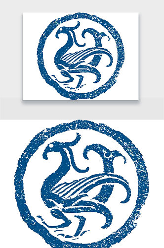 古代鸟类印章设计元素