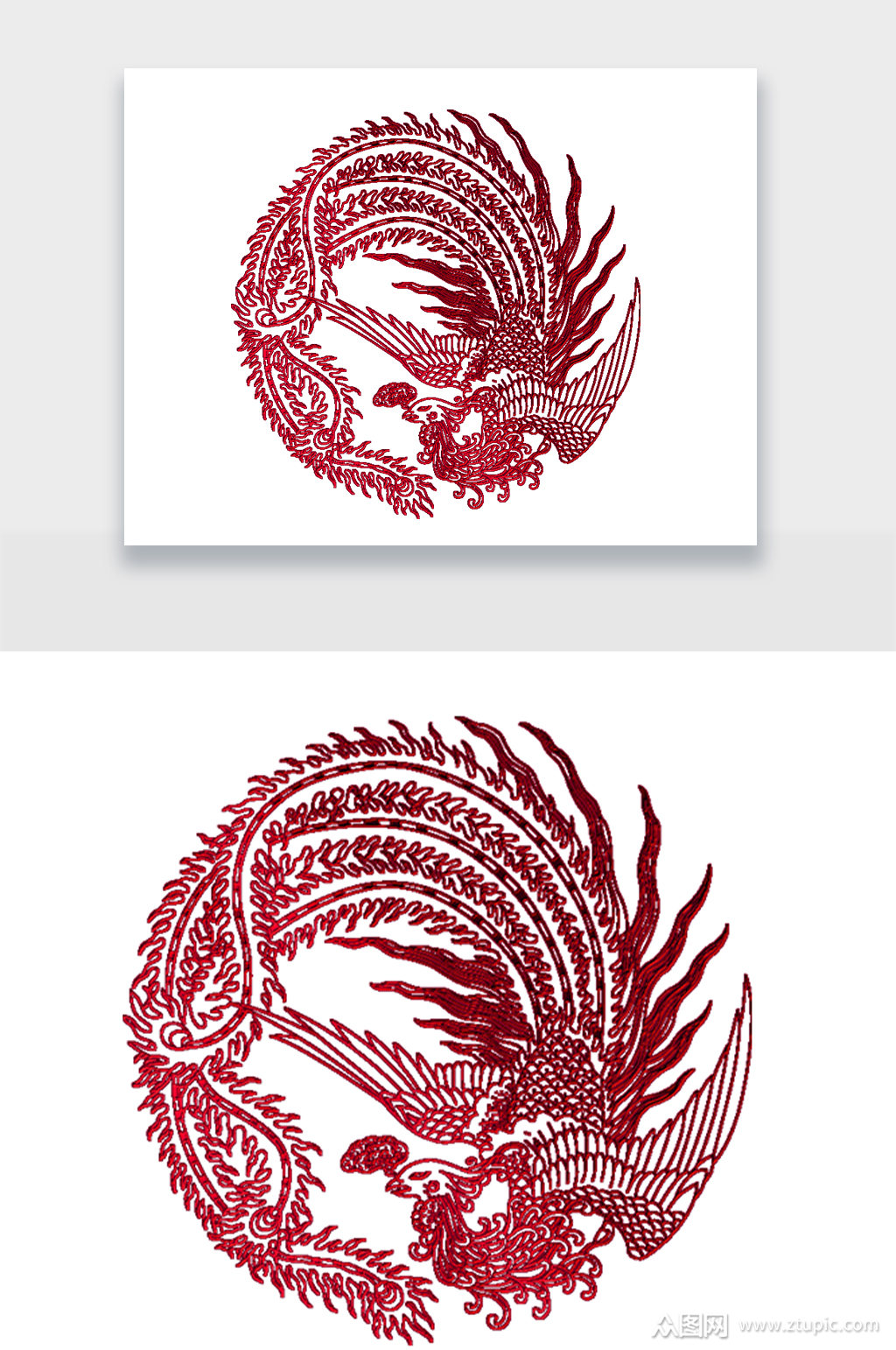 圆形凤凰印章设计元素