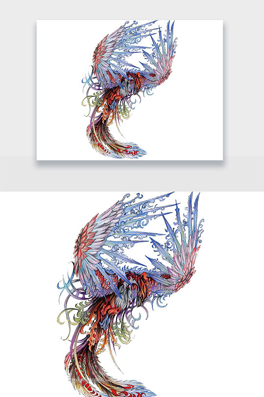 欧美风手绘凤凰设计元素