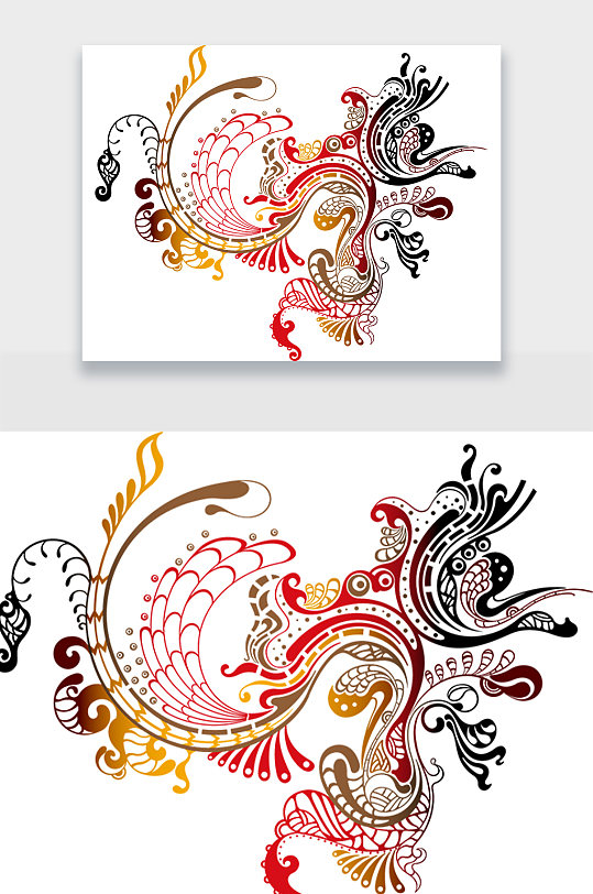 艺术凤凰花纹抽象设计元素-众图网