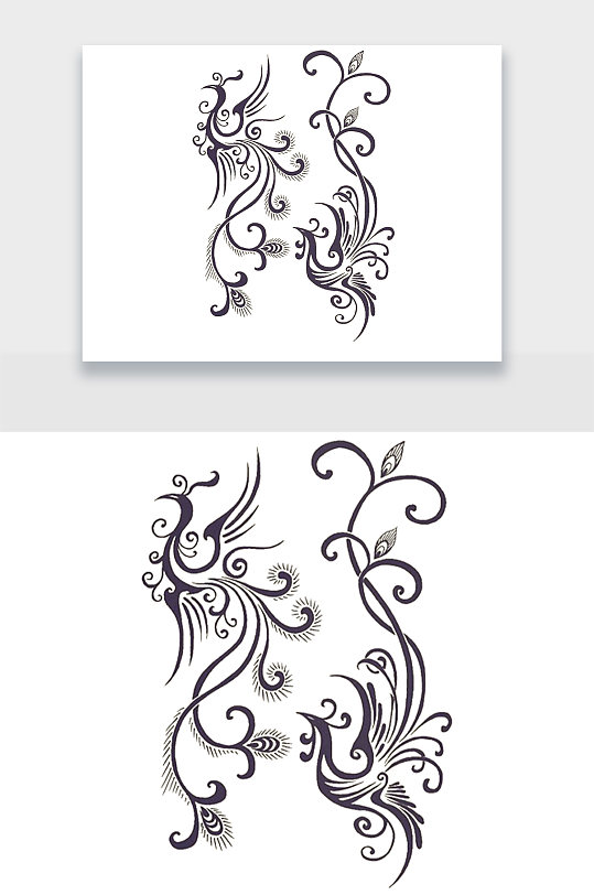 简约艺术凤凰花纹纹身免扣-众图网