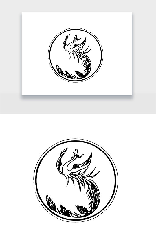 简约凤凰纹章免扣元素