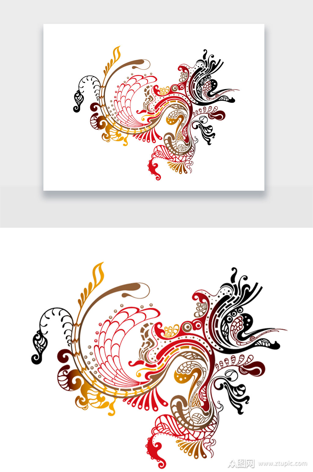 抽象艺术凤凰免扣元素