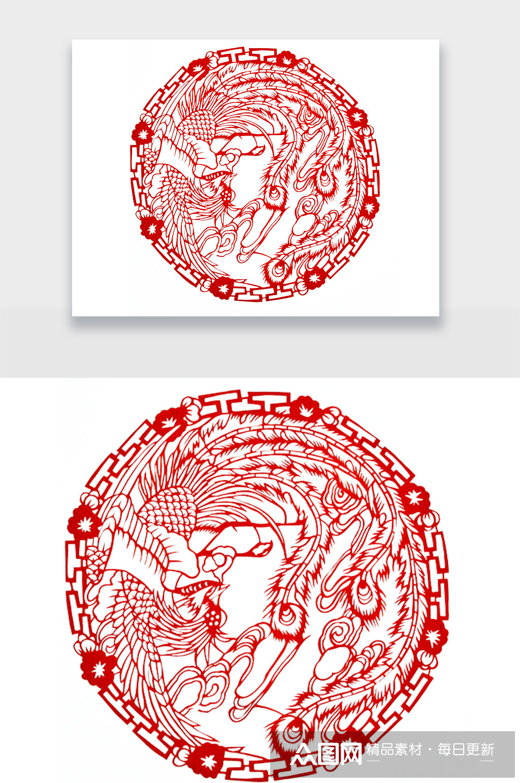 凤凰印章红色免扣元素