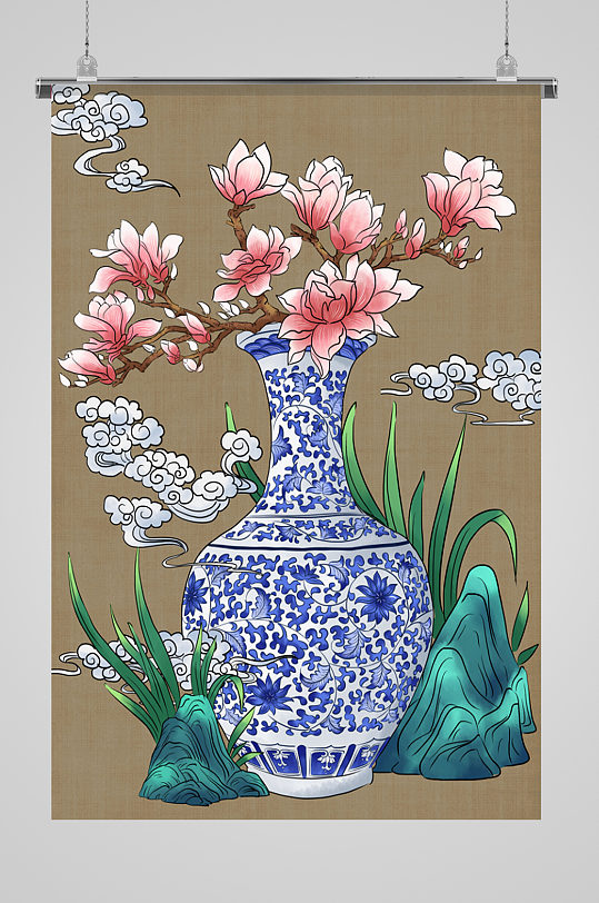 青花瓷花瓶插画图片 青花瓷花瓶插画素材下载 众图网