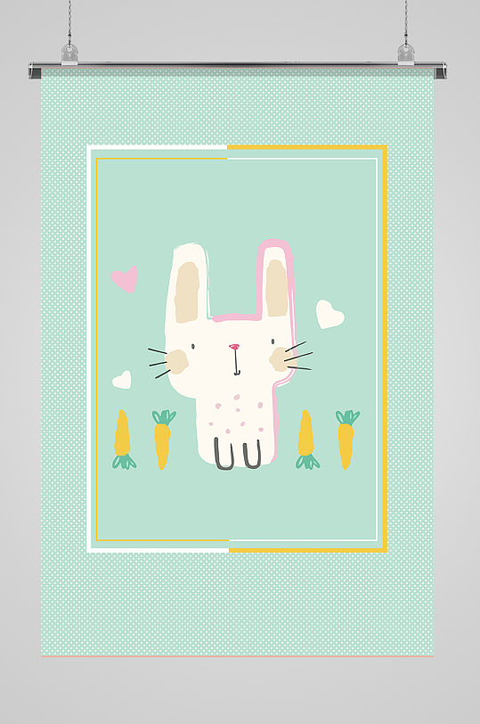 吃萝卜的小兔子简约插画