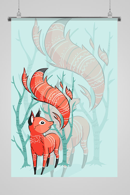 创意火狐狸动物插画
