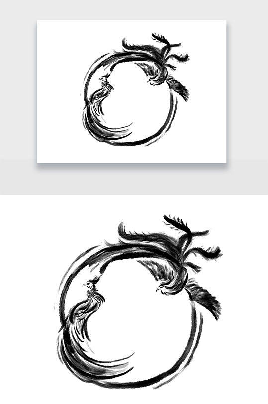 凤凰水墨风圆环png