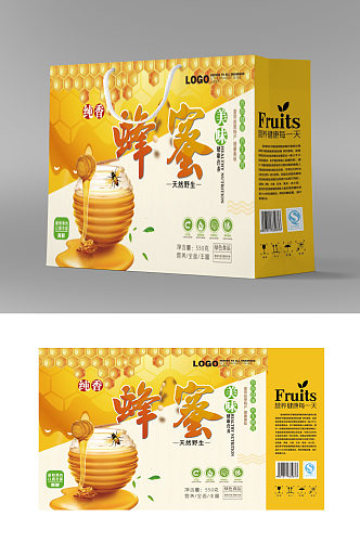 美味纯香蜂蜜礼盒包装设计效果图