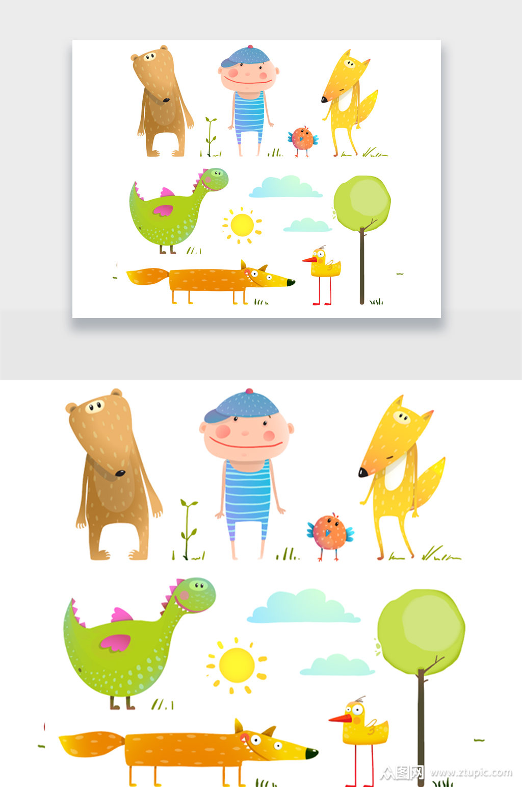 简约创意动物儿童插画设计