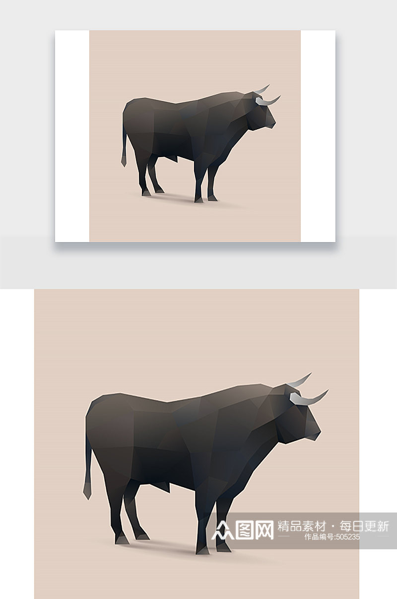 黑牛动物插画设计素材