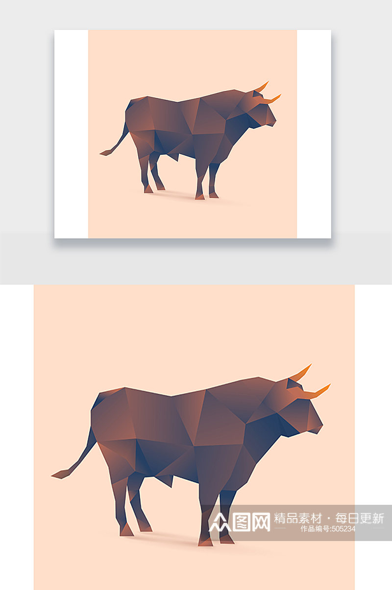 牛拼接动物插画设计素材