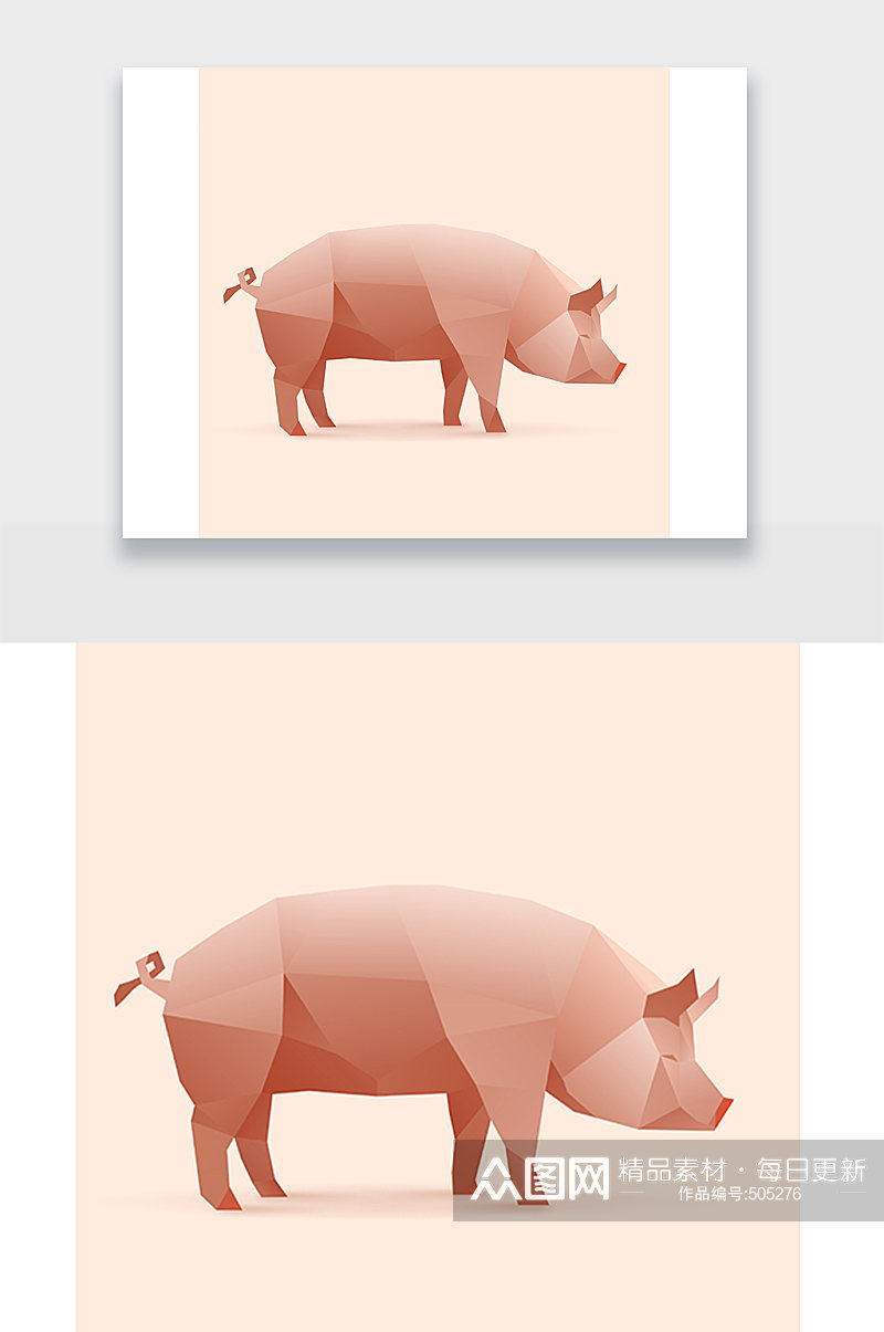 母猪简约动物插画设计素材