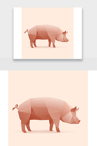 母猪简约动物插画设计