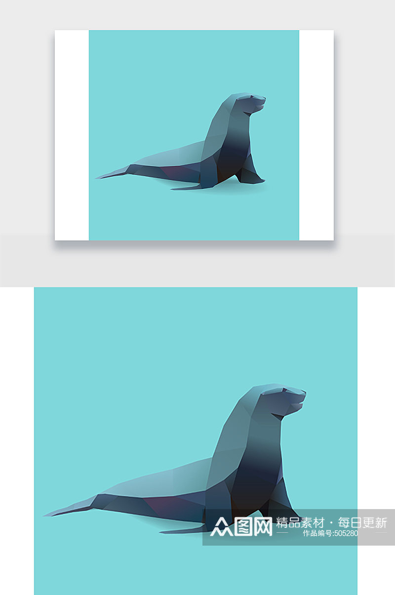 海豹简约动物插画设计素材