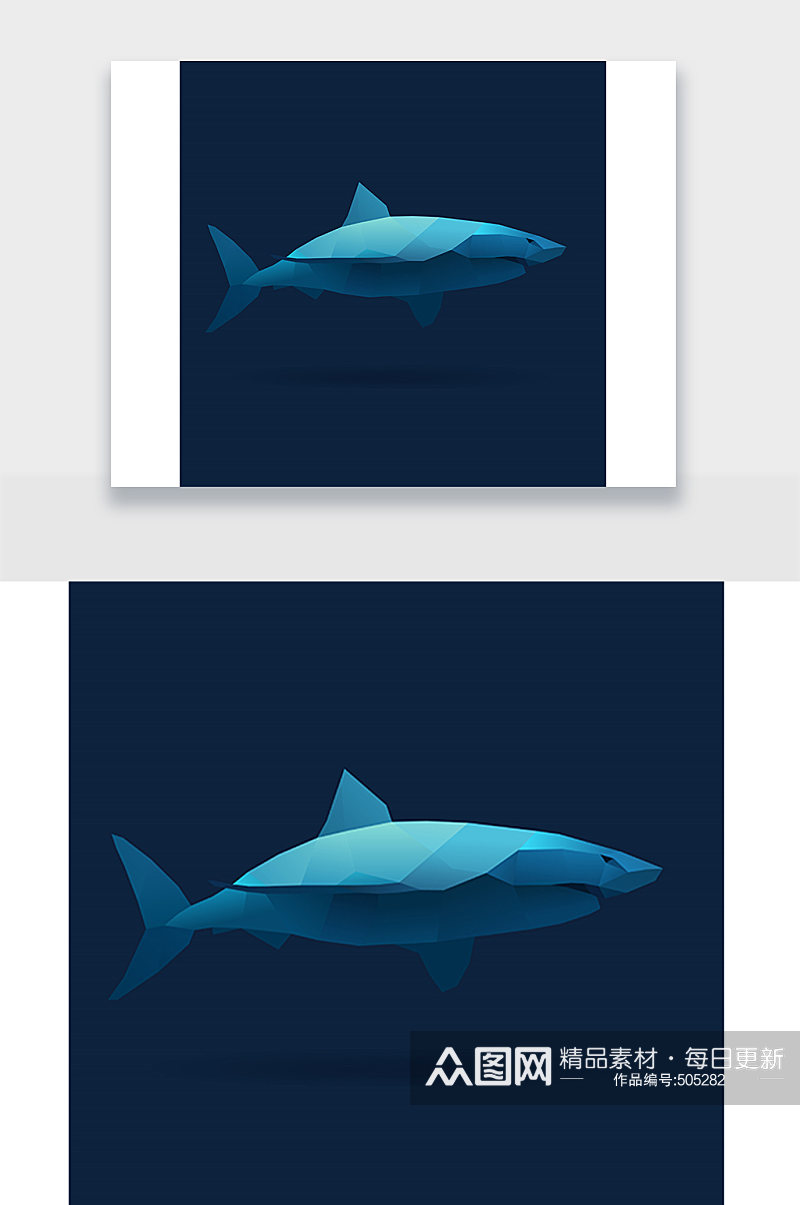 鲨鱼简约动物插画设计素材