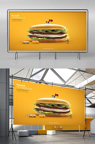 三明治汉堡创意广告展板