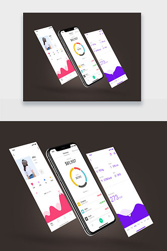 手机UI界面设计三联样机